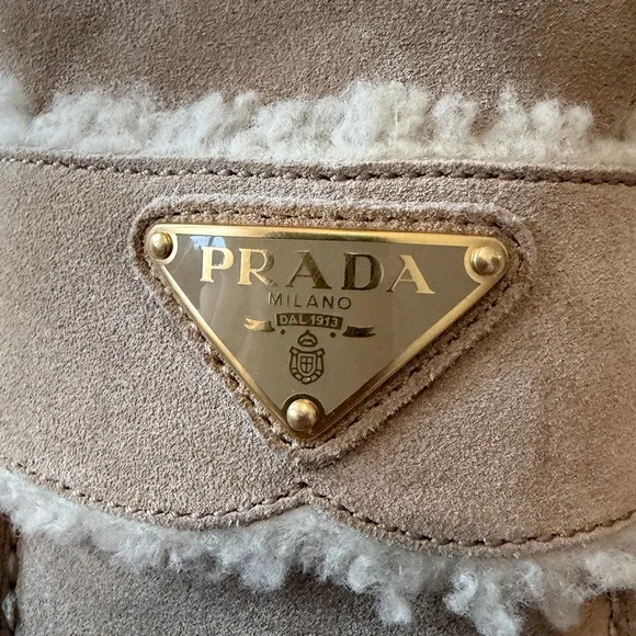 Prada Suede and Shearling Mules - Picture 6 of 11